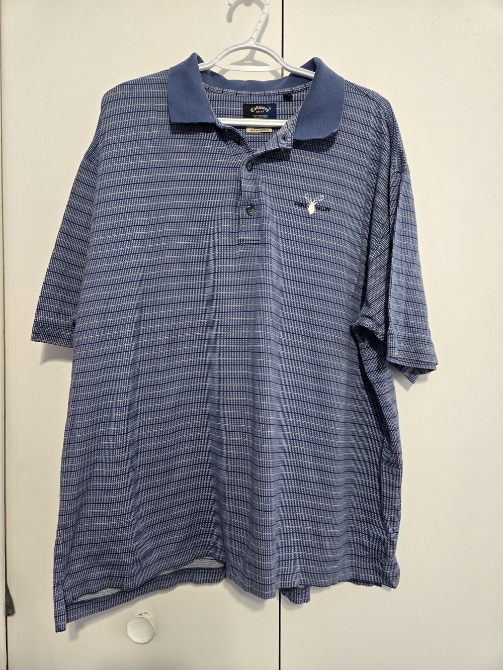 Callaway Golf Boone Valley Men's Blue Striped Polo Shirt XL Cotton